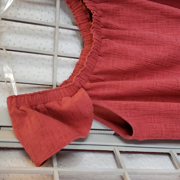 Madewell ruffle short sleeves tunic dress orange burnt size XL - Picture 2 of 5